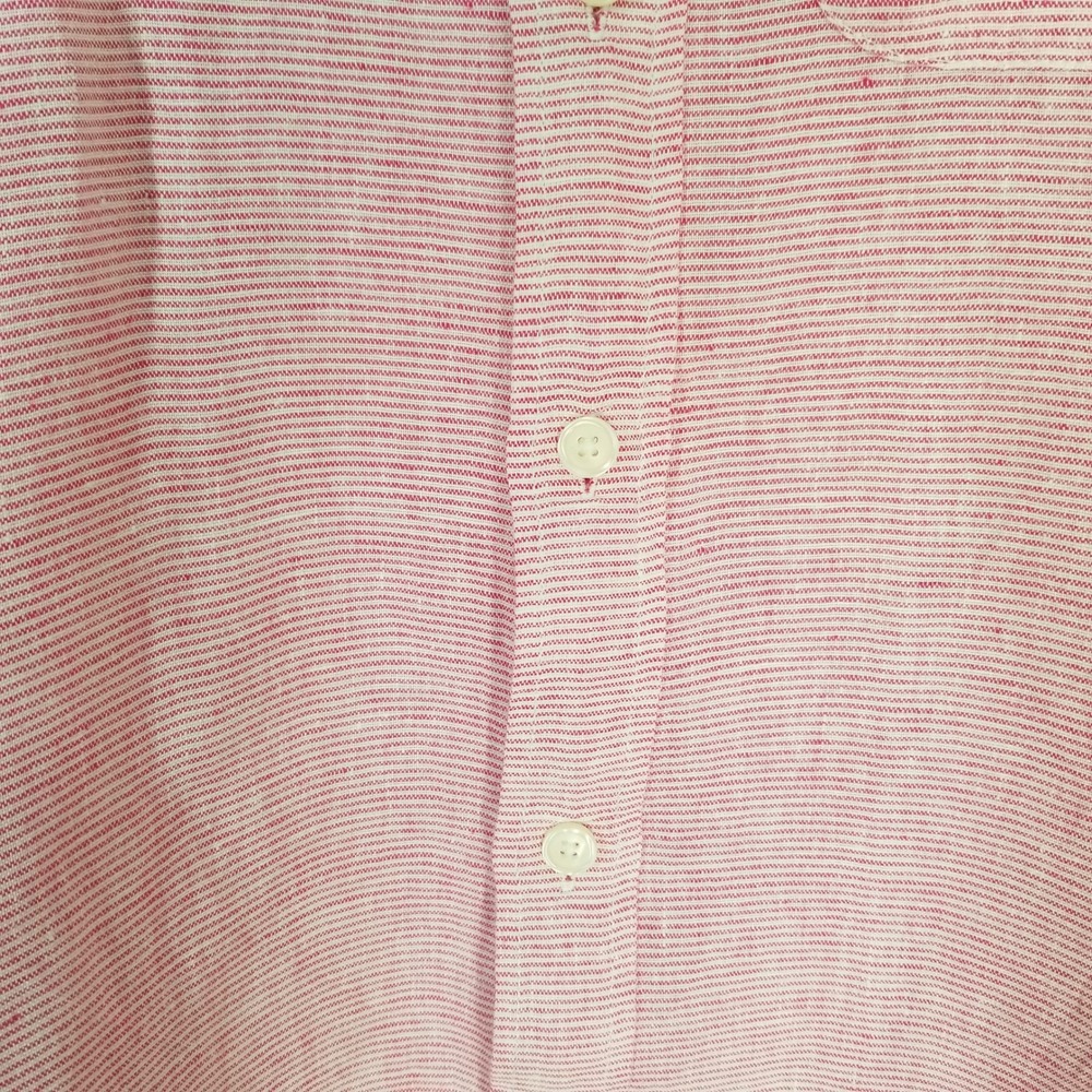 Abercrombie & Fitch Mens 100% Linen Long Sleeve Shirt Pink Stripe M Button Down - Picture 12 of 13